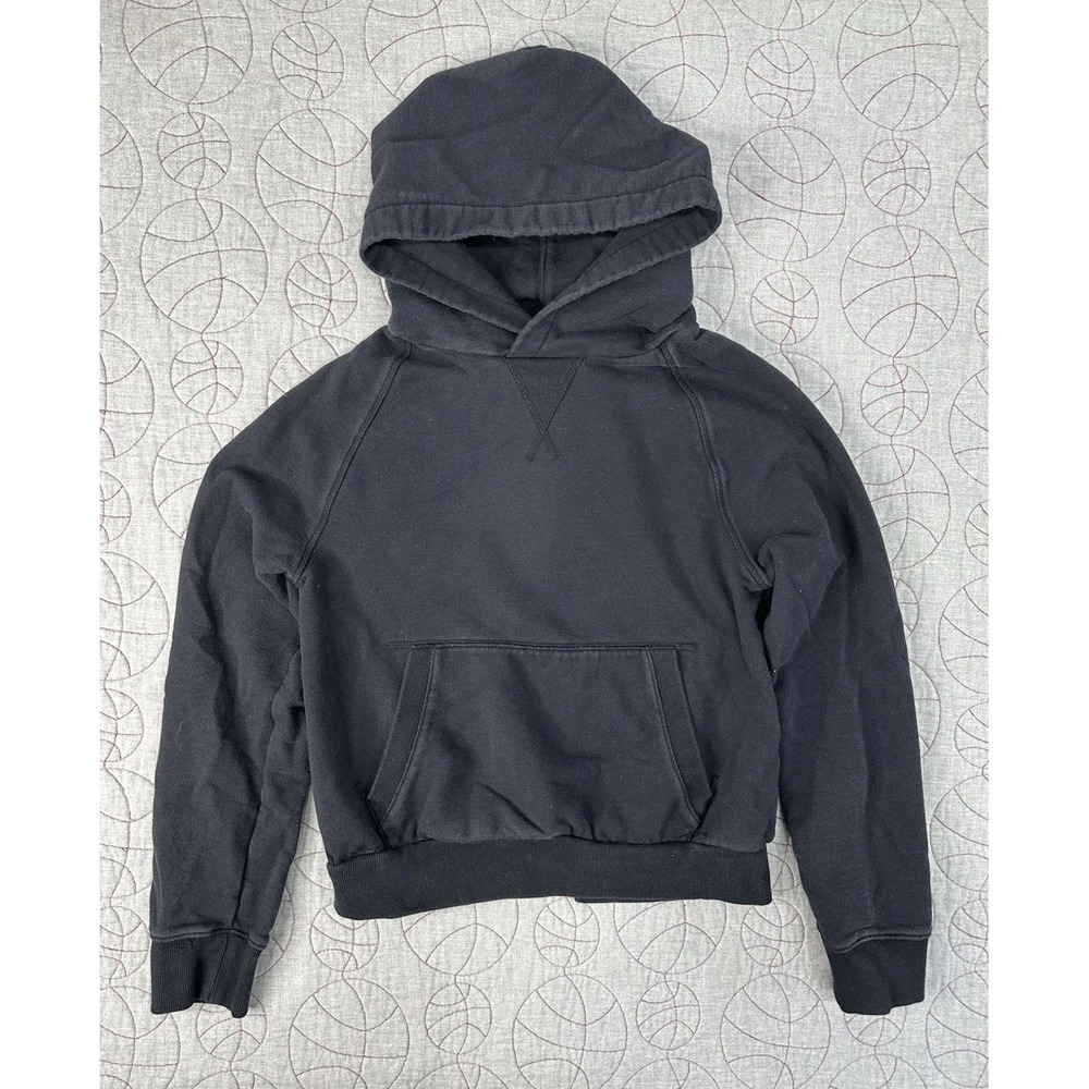 Athleta Moonrise Split Open Back Hoodie Black Women Size Medium Kangaroo Pocket